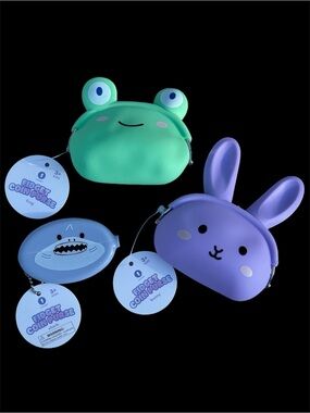 Cute Silicone Frog , Bunny and Shark Kids Fidget Coin Purses